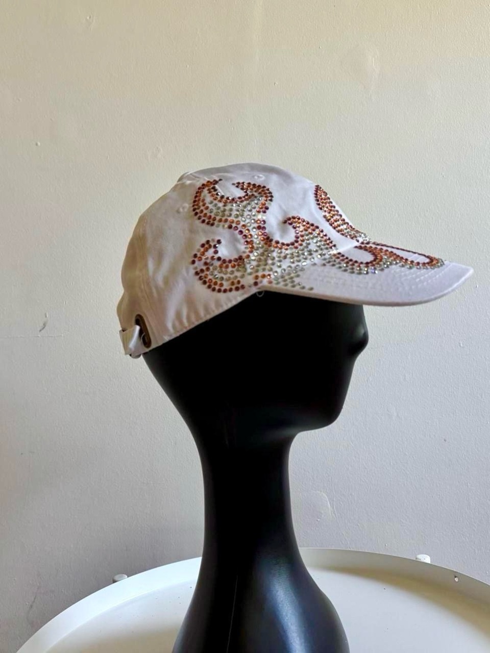 Y2K fire rhinestone cap — Unlabeled Y2K